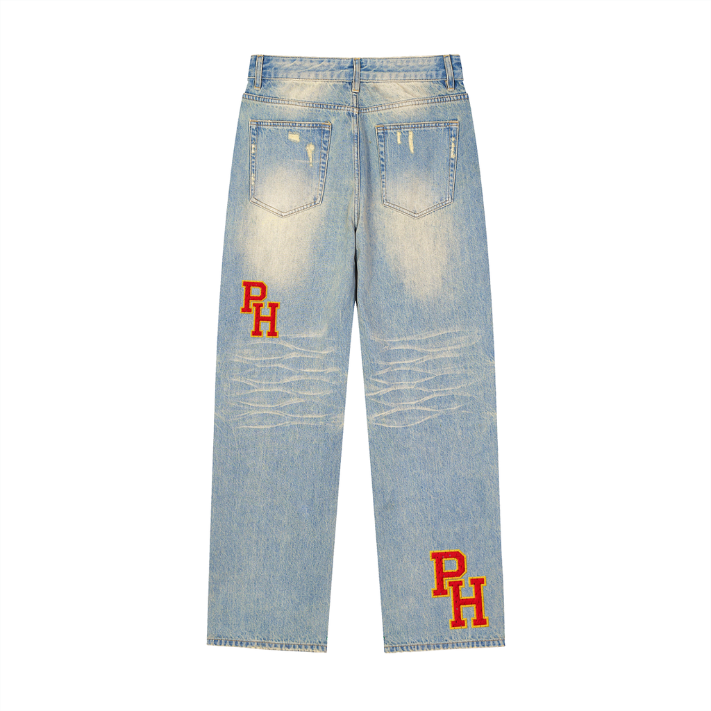 PH Varsity Print Sun Fade Denim