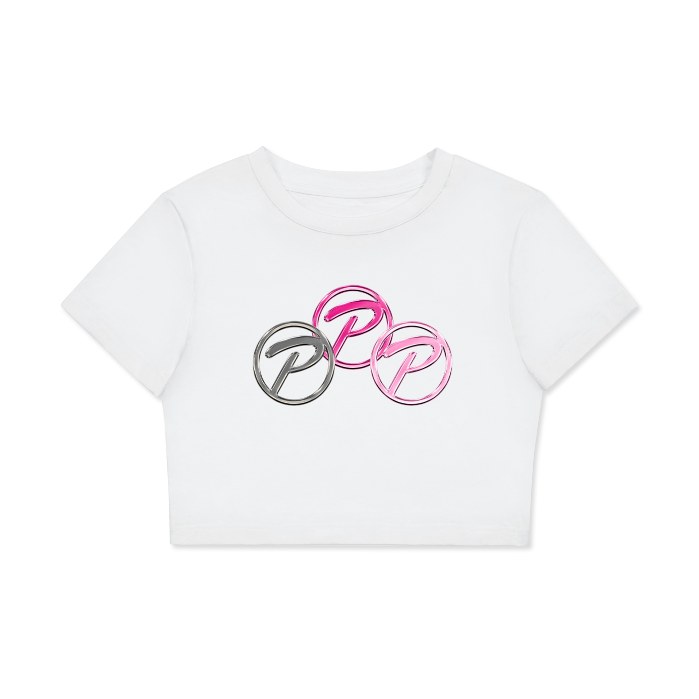 Triple Metallic P Fitted Crop T-Shirt